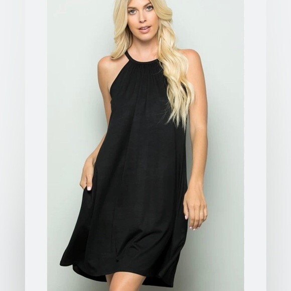 Nicole Miller black trapeze swing dress with pockets size XS NWOT - Picture 3 of 9